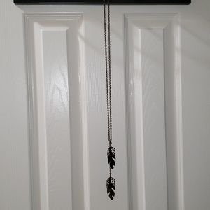 Bronze necklace with two feathers on chain